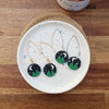 Pine tree landscape dangle earrings / starry sky night