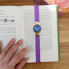 Mountains elastic ribbon bookmarks / handmade from polymer clay leaves motifs forest night landscape moon bookmark