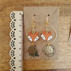 Fox heads earrings with mushrooms / nature woodlands moon sun