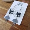 Fox heads earrings with mushrooms / nature woodlands moon sun