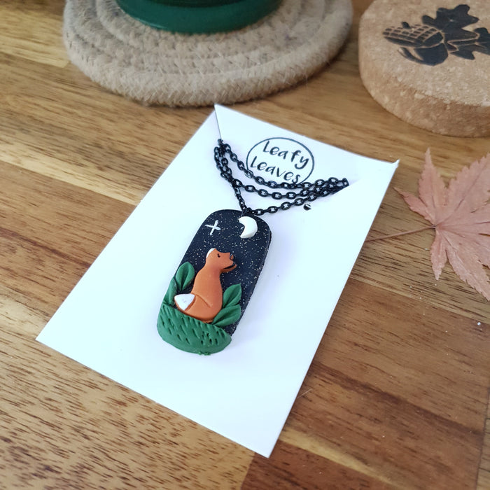 Midnight sky necklaces with foxes or pumpkins / nature woodlands and forest