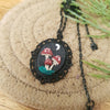 Mushrooms black necklace cabochon / handmade from polymer clay / nature jewelry pendant