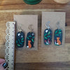 Dark red fox earrings with midnight sky / nature woodlands and forest