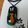Midnight sky spring necklace with fox and butterfly / nature woodlands and forest