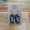 Barn owls midnight sky asymmetrical earrings / nature woodlands and forest