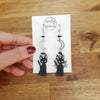 Black cats earrings with moons and obsidian stones / nature woodlands forestcore