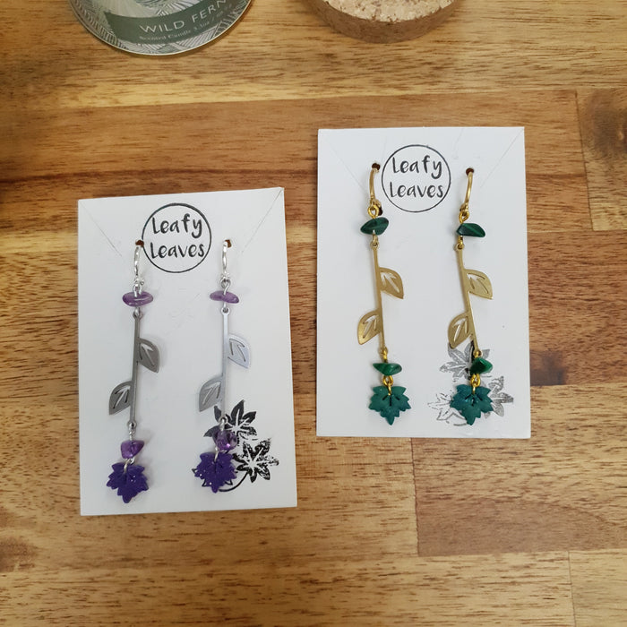 Maple leaves earrings with leaves charm / nature woodlands forestcore