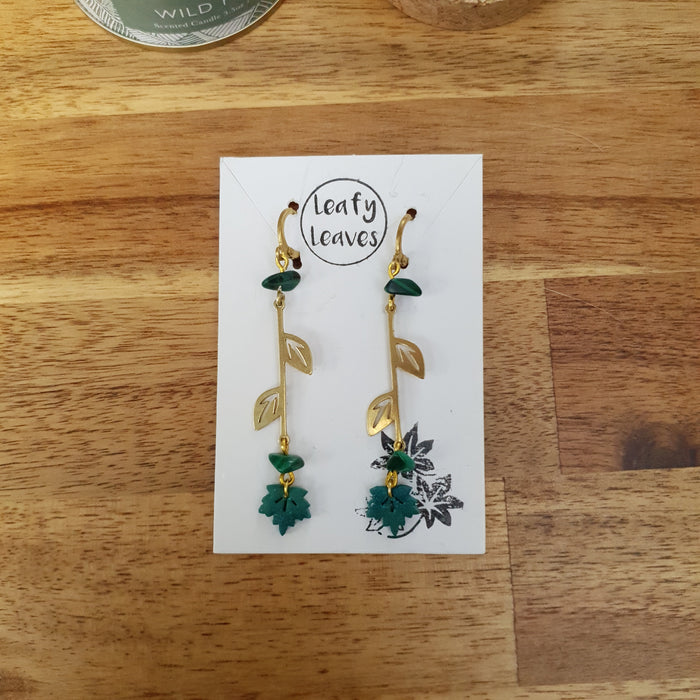 Maple leaves earrings with leaves charm / nature woodlands forestcore