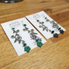 Maple leaf earrings with green or black stones / nature woodlands forestcore