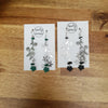 Maple leaf earrings with green or black stones / nature woodlands forestcore