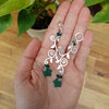 Maple leaf earrings with green or black stones / nature woodlands forestcore