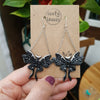Black luna moths earrings with holographic glitter / nature woodlands and forest