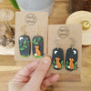 Fox earrings with olographic sky leaves / nature woodlands and forest