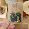 Fox earrings with olographic sky leaves / nature woodlands and forest