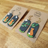 Fox earrings with olographic sky leaves / nature woodlands and forest