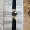 Moth and moon elastic ribbon bookmark adjustable / handmade from polymer clay motifs forest