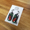 Dark red fox earrings with midnight sky / nature woodlands and forest