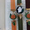 Halloween elastic ribbon bookmarks adjustable with different subjects / handmade from polymer clay motifs forest