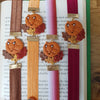Fox sleeping on Autumn leaves bookmarks in different ribbon colours / forest nature