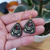 Black planchette with moth earrings / nature woodlands and forest