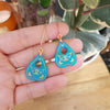Coloured planchette with moth earrings / nature woodlands and forest