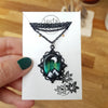 Northern lights mountains scene black necklace cabochon / handmade from polymer clay / nature jewelry pendant
