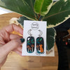 Brown mushrooms midnight sky asymmetrical earrings with foxes / nature woodlands and forest
