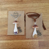 Brown mushroom crystal necklace with rainbow fluorite or citrine stone / nature woodlands and forest
