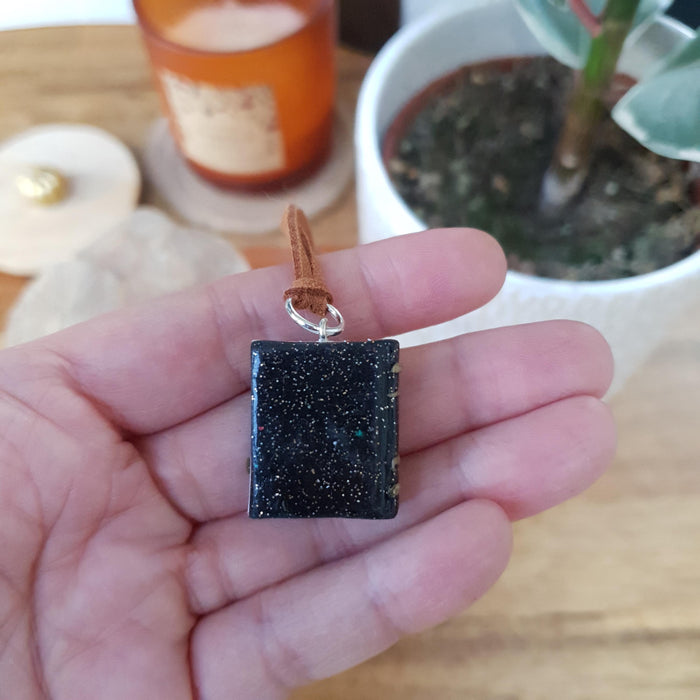 Book necklace with mountains and Northern Lights / handmade from polymer clay / nature jewelry pendant