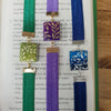 Leafy books elastic ribbon bookmarks adjustable / handmade from polymer clay motifs forest