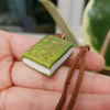 Leafy book necklace / handmade from polymer clay / nature jewelry pendant