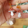 Mushroom earrings with different colours and stones / nature woodlands forestcore