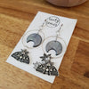 Moths and holographic moons earrings / nature woodlands and forest