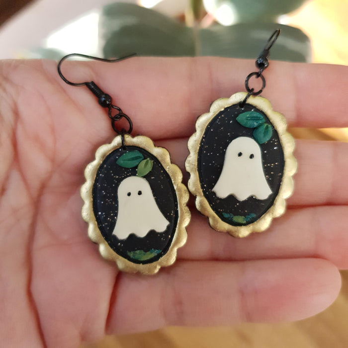 Ghosts or squirrels frame earrings / nature woodlands and forest