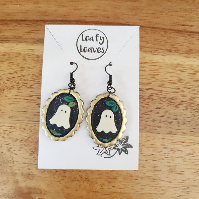 Ghosts or squirrels frame earrings / nature woodlands and forest