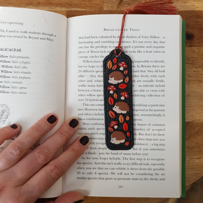 Autumnal tassel bookmarks with different subjects / handmade from polymer clay forest fall
