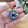 Book necklace with mountains and Northern Lights / handmade from polymer clay / nature jewelry pendant
