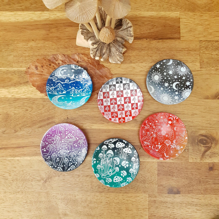 Whimsical trinket dishes with different patterns / handmade from polymer clay