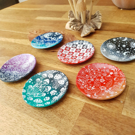 Whimsical trinket dishes with different patterns / handmade from polymer clay