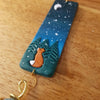 Winter oil diffuser hanging decoration with lava bead handmade from clay / winter landscape foxes