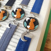 Fox with moon elastic ribbon bookmarks / handmade from polymer clay motifs forest