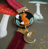 Fox with moon elastic ribbon bookmarks / handmade from polymer clay motifs forest