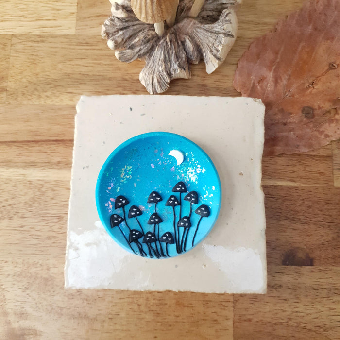 Whimsical mushrooms trinket dishes with sparkles