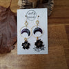 Purple moons and flowers earrings / nature woodlands and forest