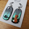 Northern lights and fox earrings - midnight sky background