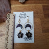 Purple moons and flowers earrings / nature woodlands and forest