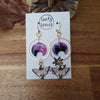 Lavender moons and moths earrings / nature woodlands and forest