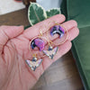 Lavender moons and moths earrings / nature woodlands and forest
