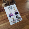 Lavender moons and moths earrings / nature woodlands and forest