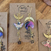 Spring moths and moons asymmetrical earrings / nature woodlands and forest